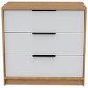 Tuhome Kaia 3 Drawers Dresser, Superior Top, White/Pine CBC4765